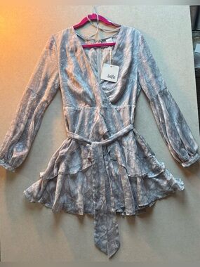 Selfie Leslie Kerry Layered Balloon Sleeve Dress - Grey